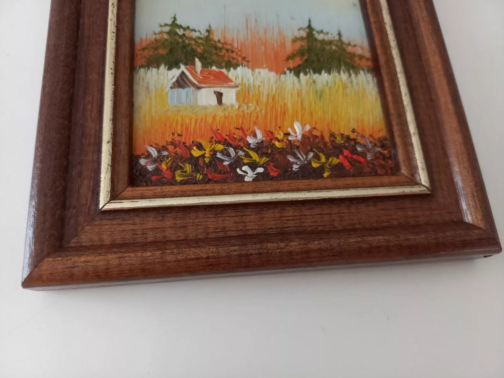 KLEINES ORIGINAL Ölgemälde auf Karton inkl. Holzrahmen | Landschaft / Natur | 11x11 cm