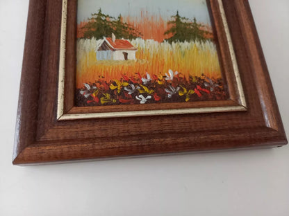 KLEINES ORIGINAL Ölgemälde auf Karton inkl. Holzrahmen | Landschaft / Natur | 11x11 cm
