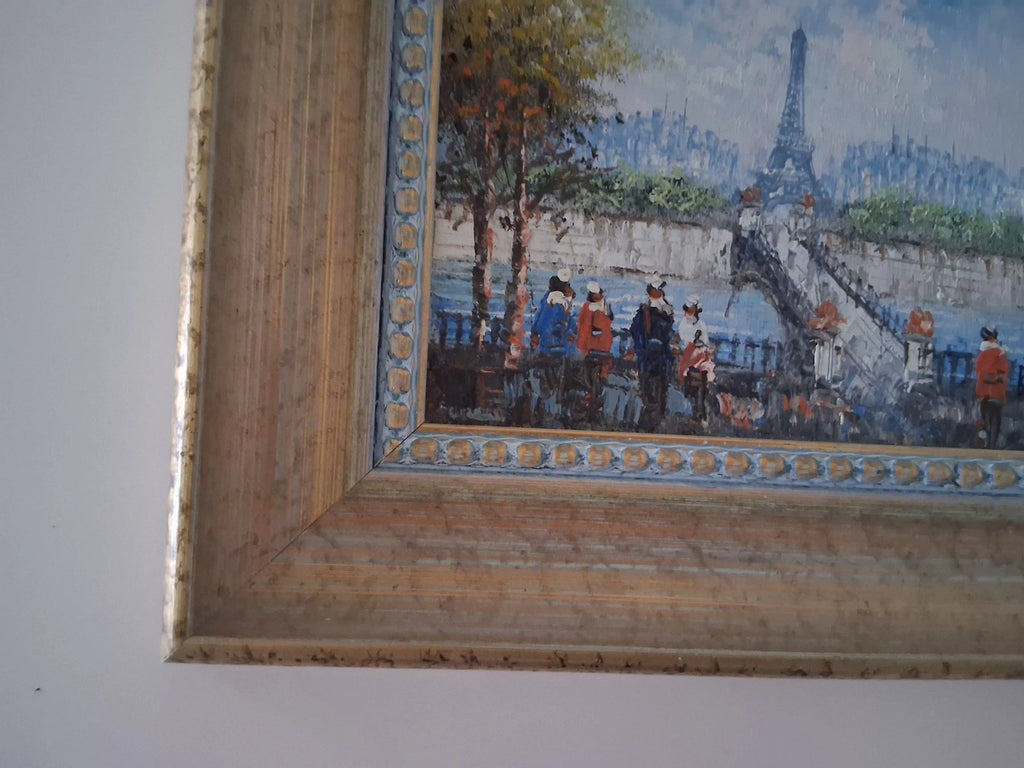 CAROLINE C. BURNETT | Stadtszene / Eiffelturm / Paris | ORIGINAL Ölgemälde auf Karton inkl. Rahmen