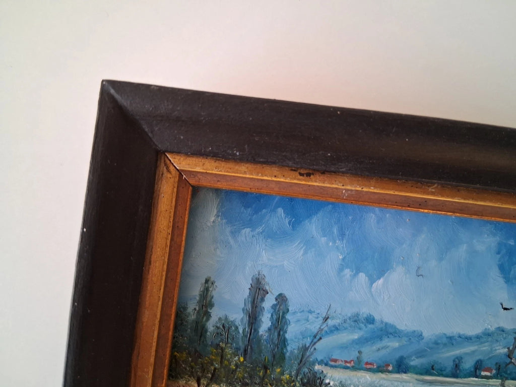 KLEINES ORIGINAL Ölgemälde auf Karton inkl. Rahmen | Landschaft / Natur | 11x7 cm | Signiert