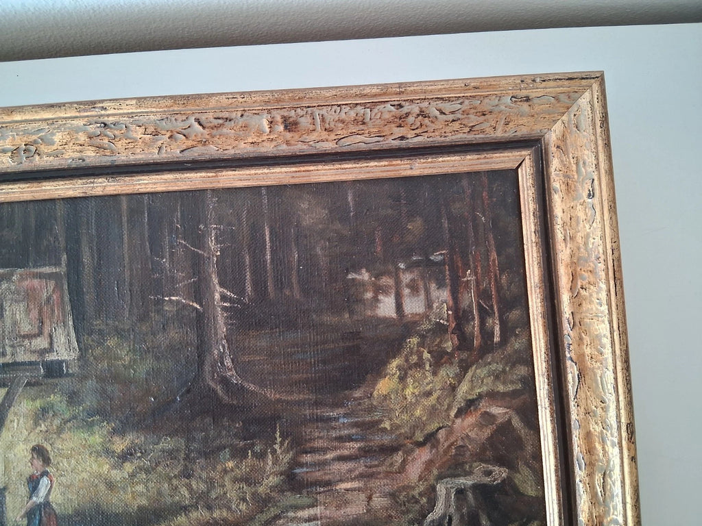 HANDGEMALTES Ölgemälde auf Leinwand nach Carl Spitzweg | Kapelle im Wald | W. EHRL (1948)