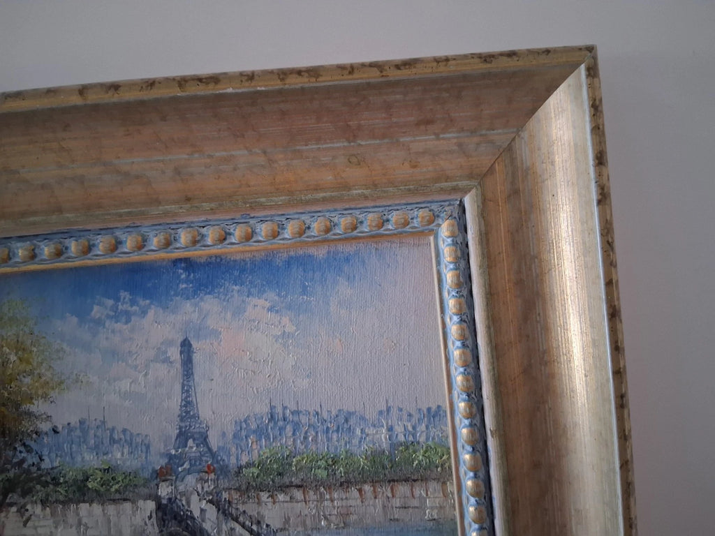 CAROLINE C. BURNETT | Stadtszene / Eiffelturm / Paris | ORIGINAL Ölgemälde auf Karton inkl. Rahmen