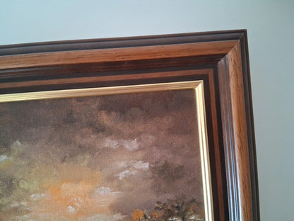 ORIGINAL Ölgemälde auf Leinwand inkl. Rahmen | Winterlandschaft / Windmühle | Signiert