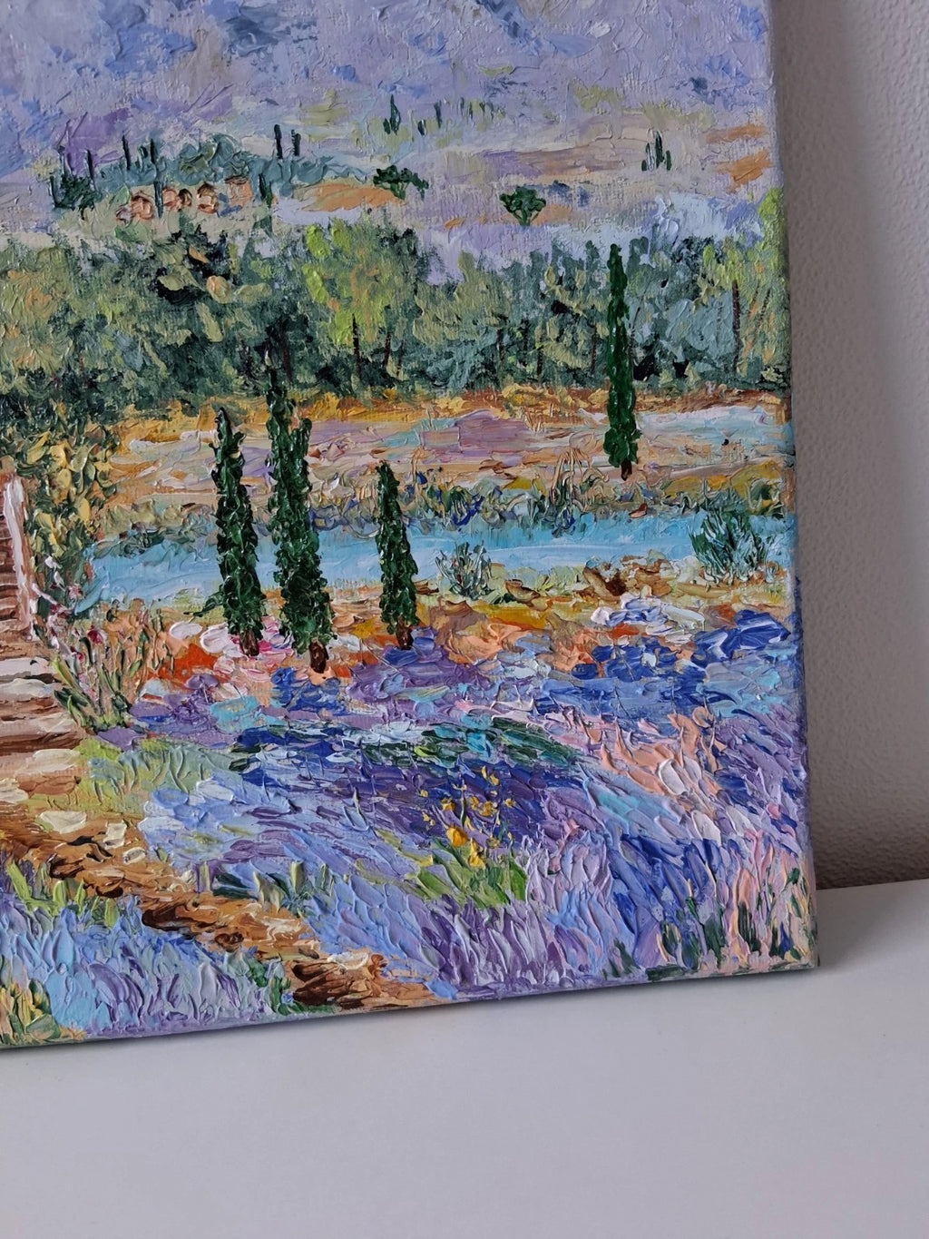 ORIGINAL Ölgemälde auf Leinwand | Sommer in der Toskana / Landschaft / Italien | 40x30 cm