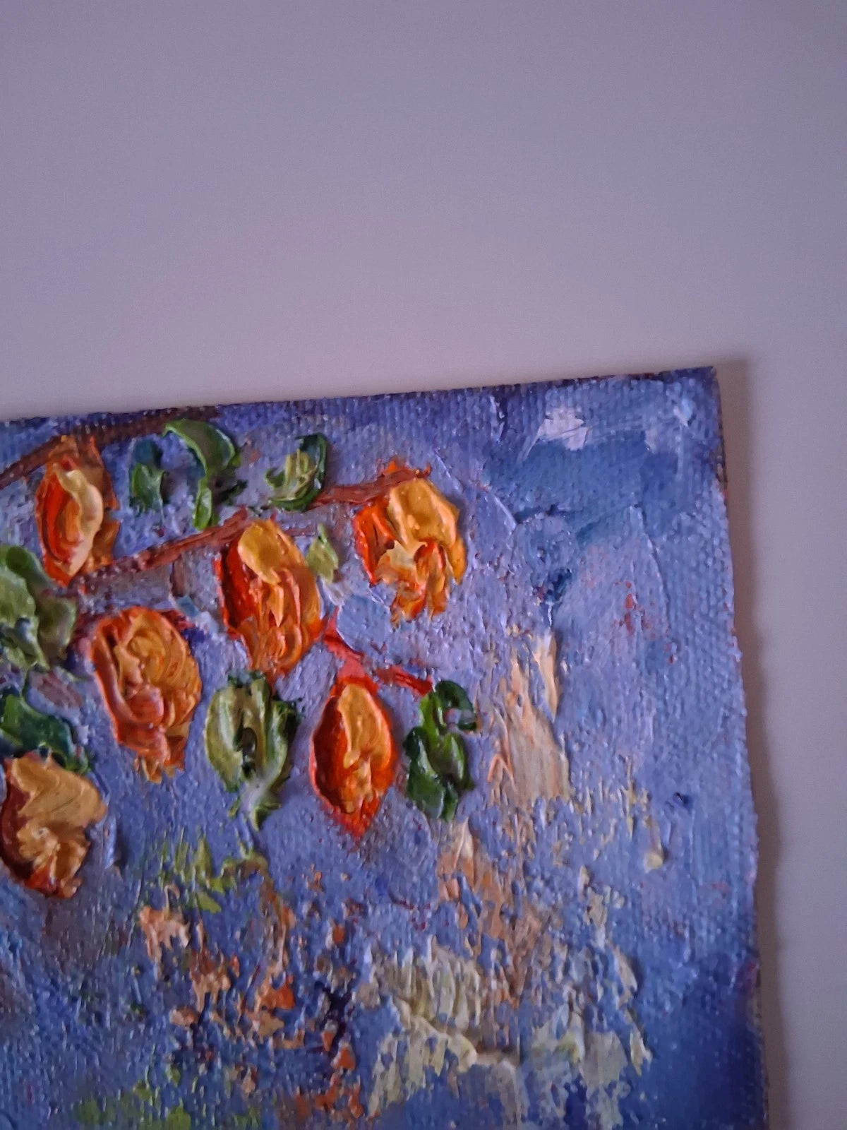 ORIGINAL Ölgemälde auf Leinwand | Stillleben / Physalis / Blumenvase | 15x10 cm | Signiert