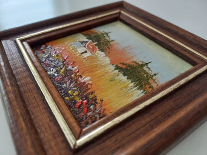 KLEINES ORIGINAL Ölgemälde auf Karton inkl. Holzrahmen | Landschaft / Natur | 11x11 cm