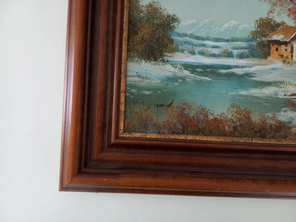 ORIGINAL Ölgemälde auf Leinwand inkl. Rahmen | Winter im Herbst / Landschaft / Natur | Signiert