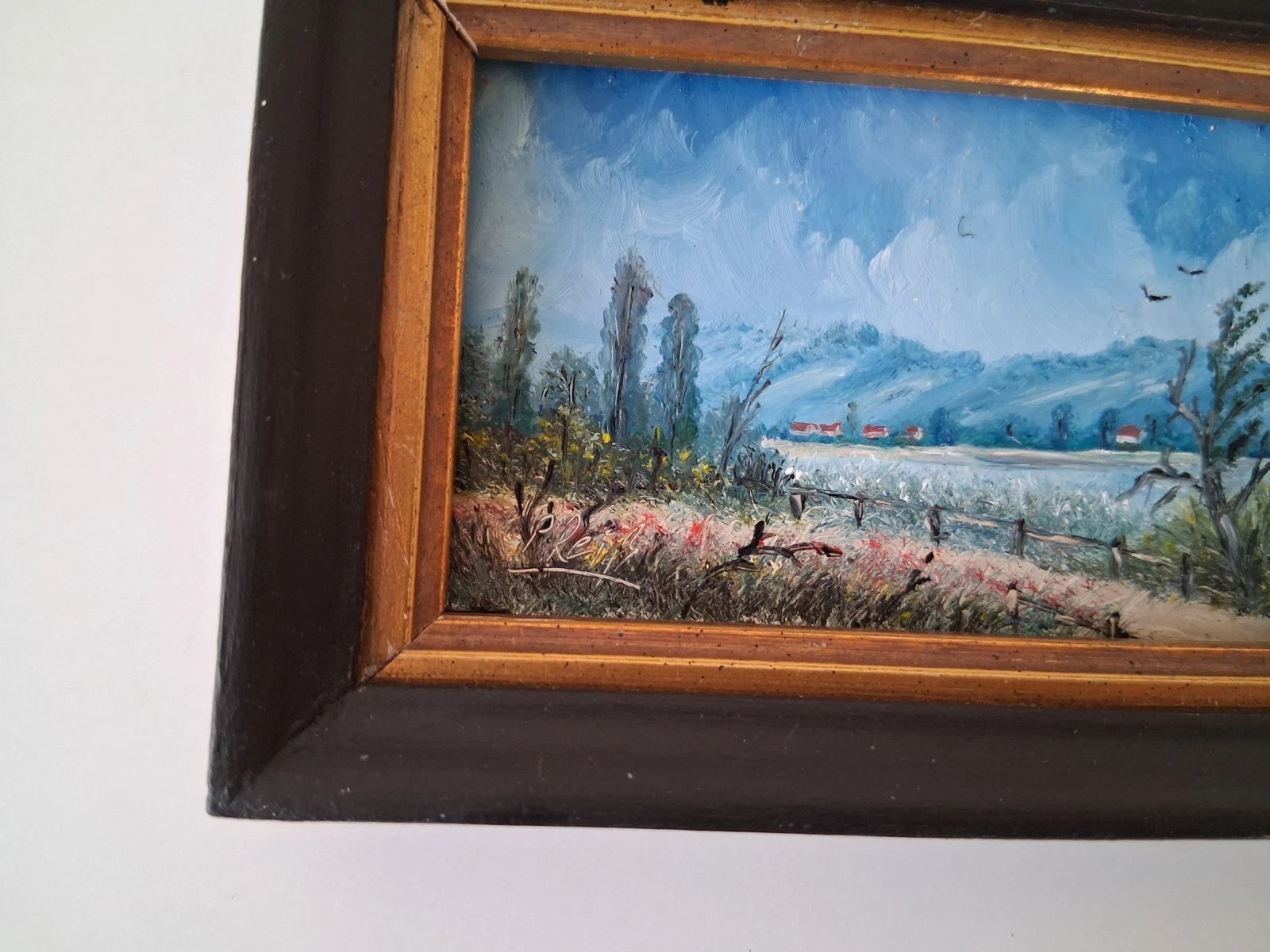 KLEINES ORIGINAL Ölgemälde auf Karton inkl. Rahmen | Landschaft / Natur | 11x7 cm | Signiert