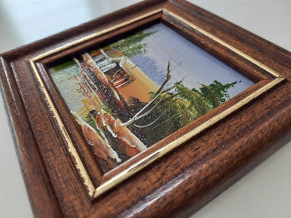 KLEINES ORIGINAL Ölgemälde auf Karton inkl. Holzrahmen | Landschaft / Natur | 11x11 cm