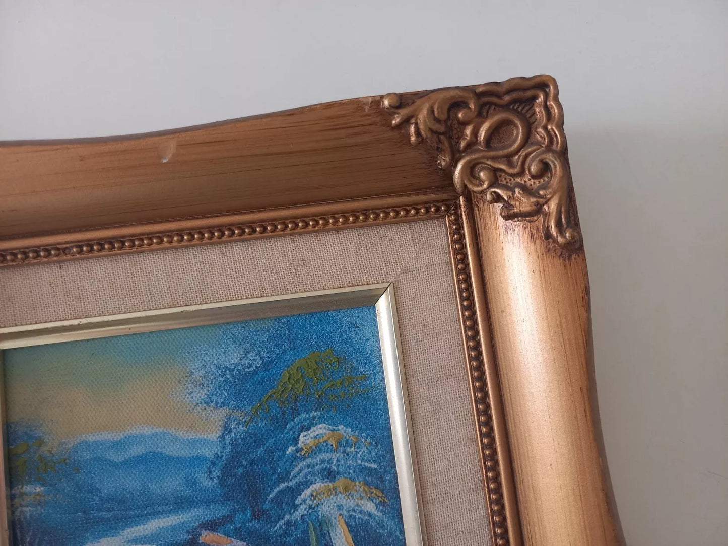 ORIGINAL Ölgemälde auf Leinwand inkl. Rahmen | Berglandschaft / Natur / Fluss | 23x20 cm