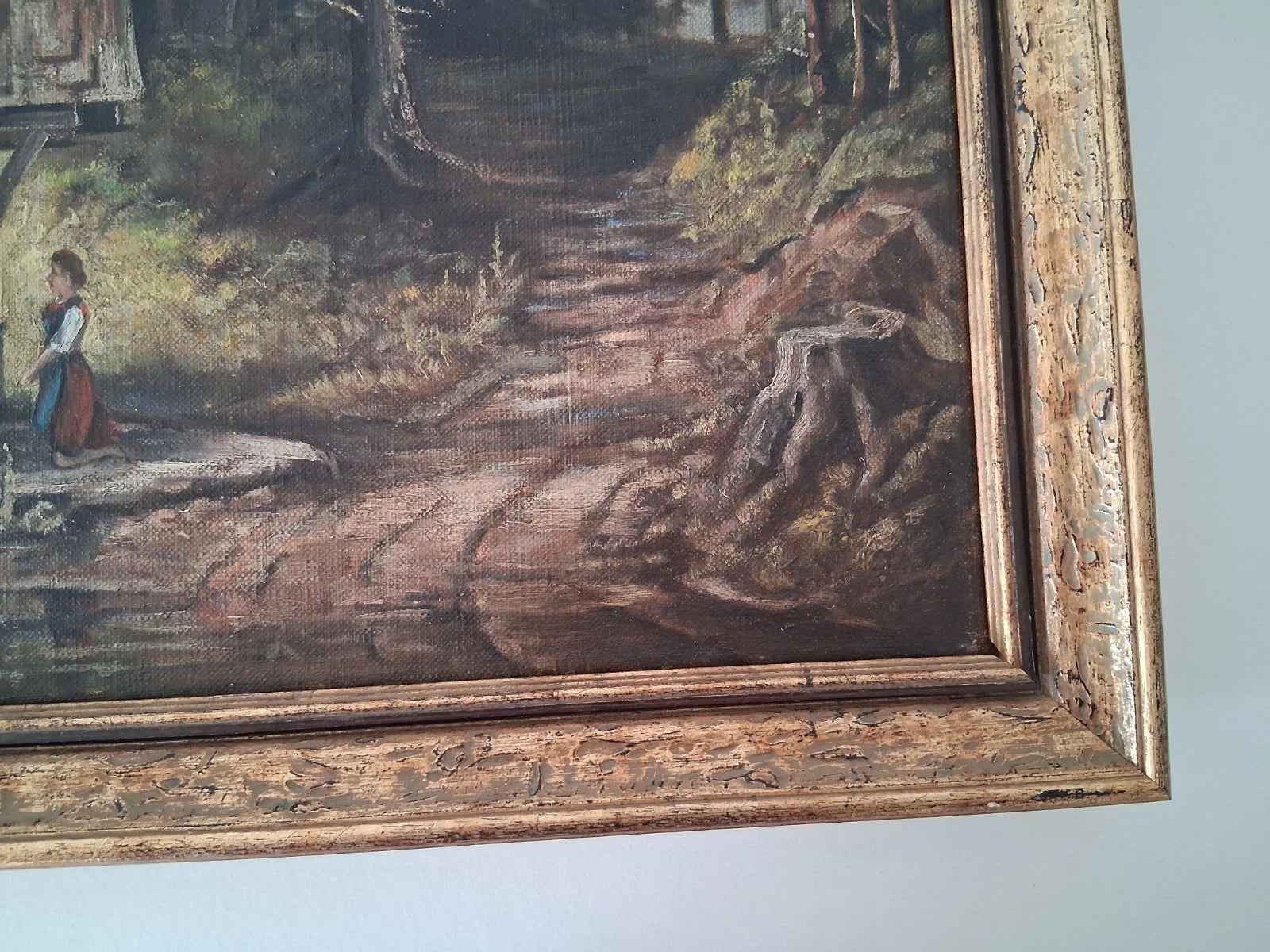 HANDGEMALTES Ölgemälde auf Leinwand nach Carl Spitzweg | Kapelle im Wald | W. EHRL (1948)