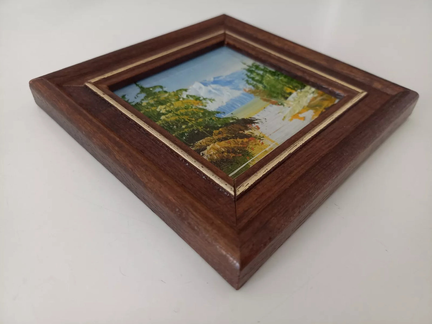 KLEINES ORIGINAL Ölgemälde auf Karton inkl. Holzrahmen | Landschaft / Natur | 11x11 cm