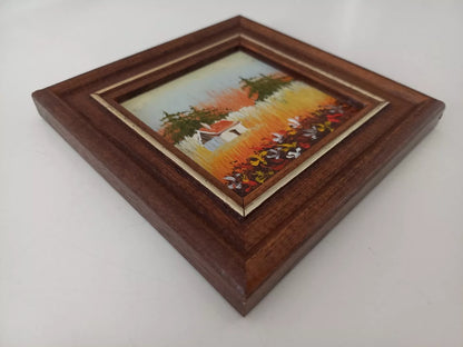 KLEINES ORIGINAL Ölgemälde auf Karton inkl. Holzrahmen | Landschaft / Natur | 11x11 cm