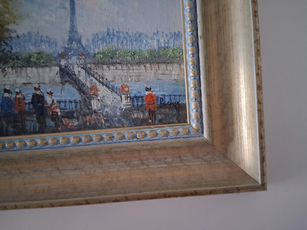 CAROLINE C. BURNETT | Stadtszene / Eiffelturm / Paris | ORIGINAL Ölgemälde auf Karton inkl. Rahmen