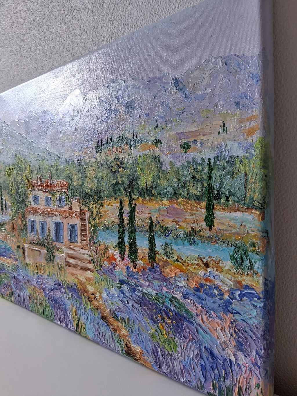 ORIGINAL Ölgemälde auf Leinwand | Sommer in der Toskana / Landschaft / Italien | 40x30 cm