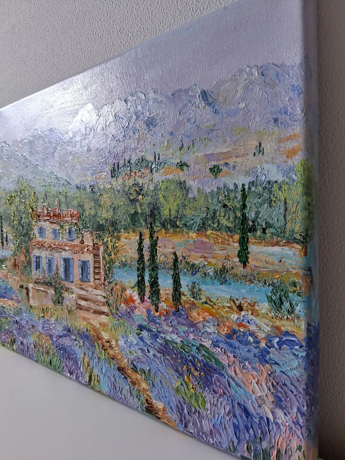 ORIGINAL Ölgemälde auf Leinwand | Sommer in der Toskana / Landschaft / Italien | 40x30 cm