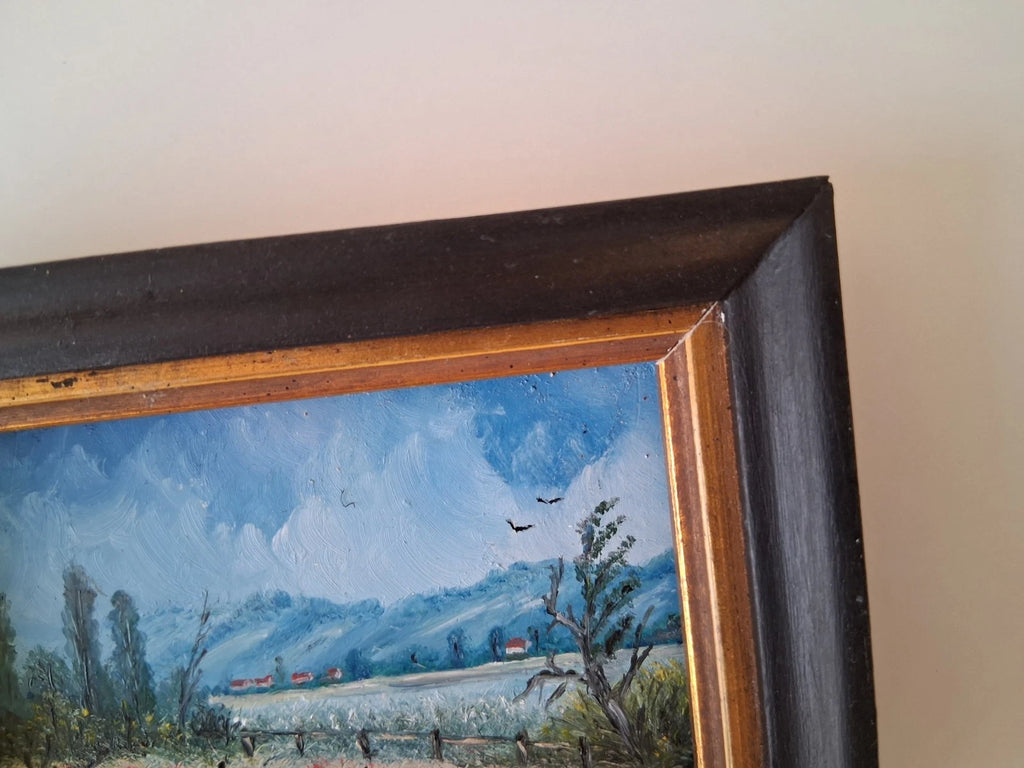 KLEINES ORIGINAL Ölgemälde auf Karton inkl. Rahmen | Landschaft / Natur | 11x7 cm | Signiert