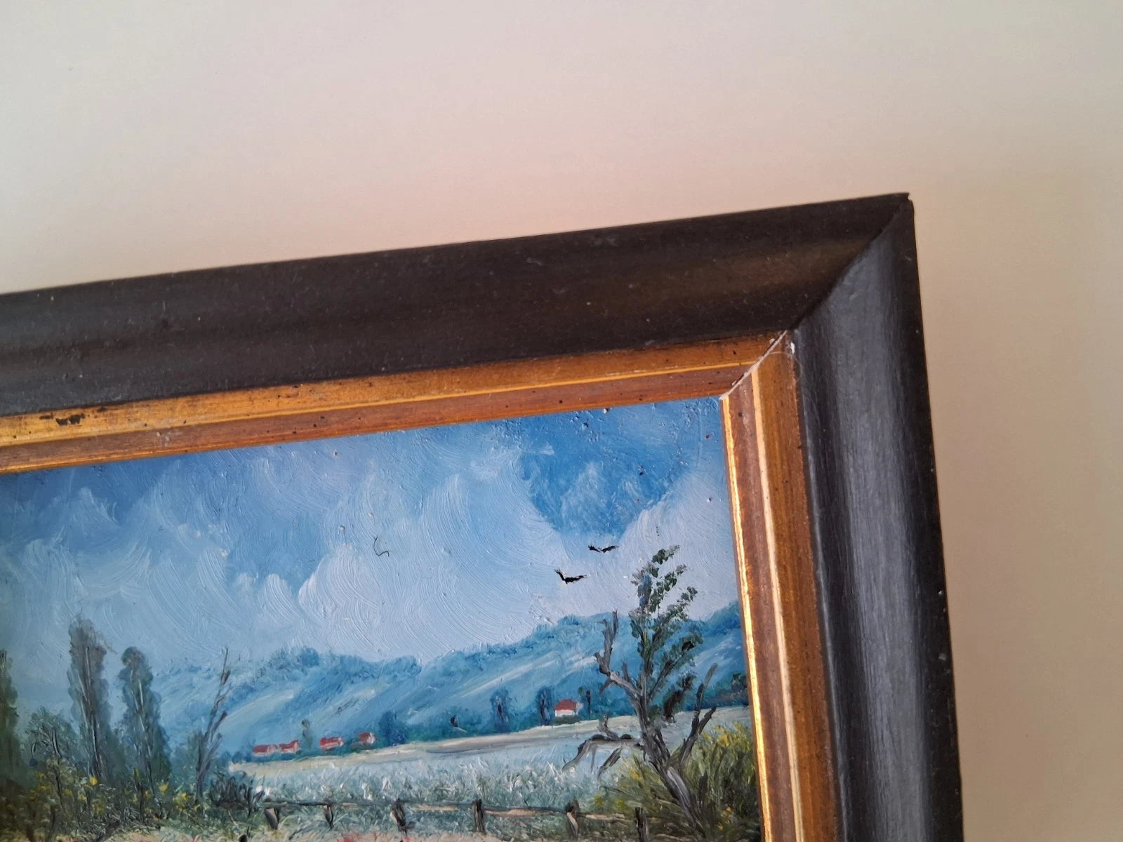 KLEINES ORIGINAL Ölgemälde auf Karton inkl. Rahmen | Landschaft / Natur | 11x7 cm | Signiert