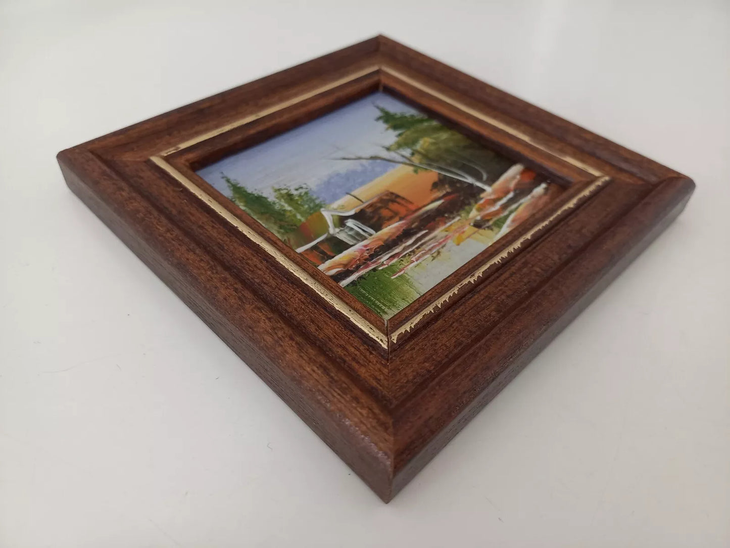 KLEINES ORIGINAL Ölgemälde auf Karton inkl. Holzrahmen | Landschaft / Natur | 11x11 cm