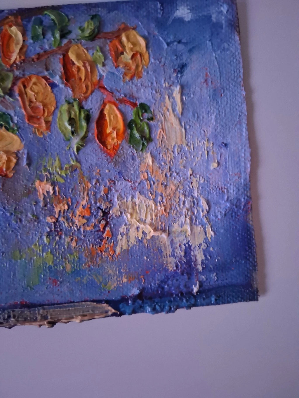 ORIGINAL Ölgemälde auf Leinwand | Stillleben / Physalis / Blumenvase | 15x10 cm | Signiert
