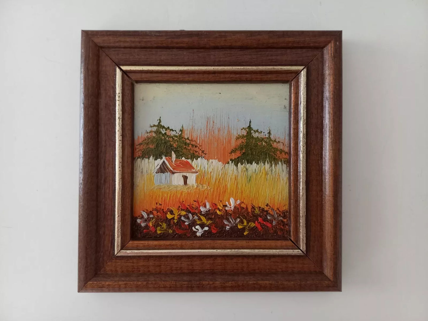 KLEINES ORIGINAL Ölgemälde auf Karton inkl. Holzrahmen | Landschaft / Natur | 11x11 cm