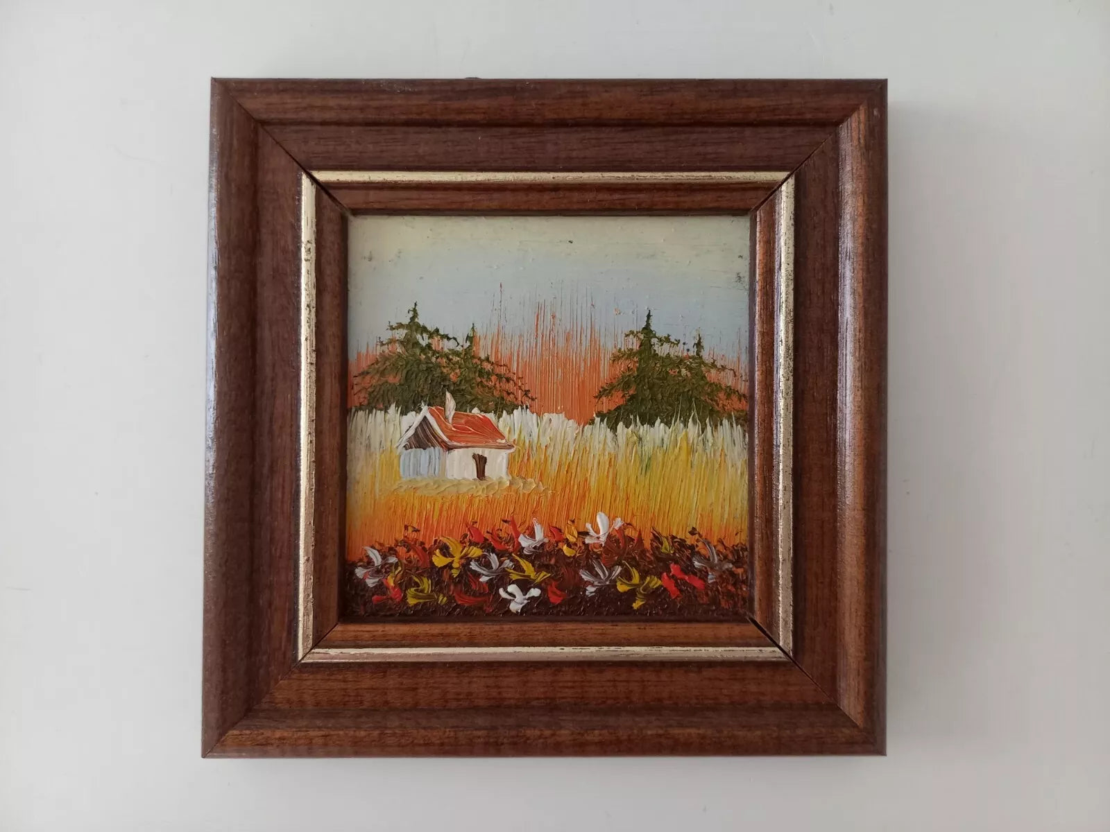 KLEINES ORIGINAL Ölgemälde auf Karton inkl. Holzrahmen | Landschaft / Natur | 11x11 cm