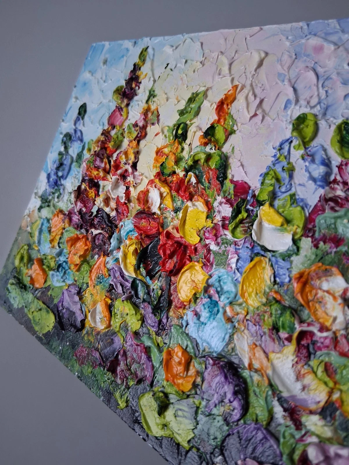 ORIGINAL Ölgemälde auf Karton | Wilde Blumen / Blumenwiese | 20x15 cm | Signiert