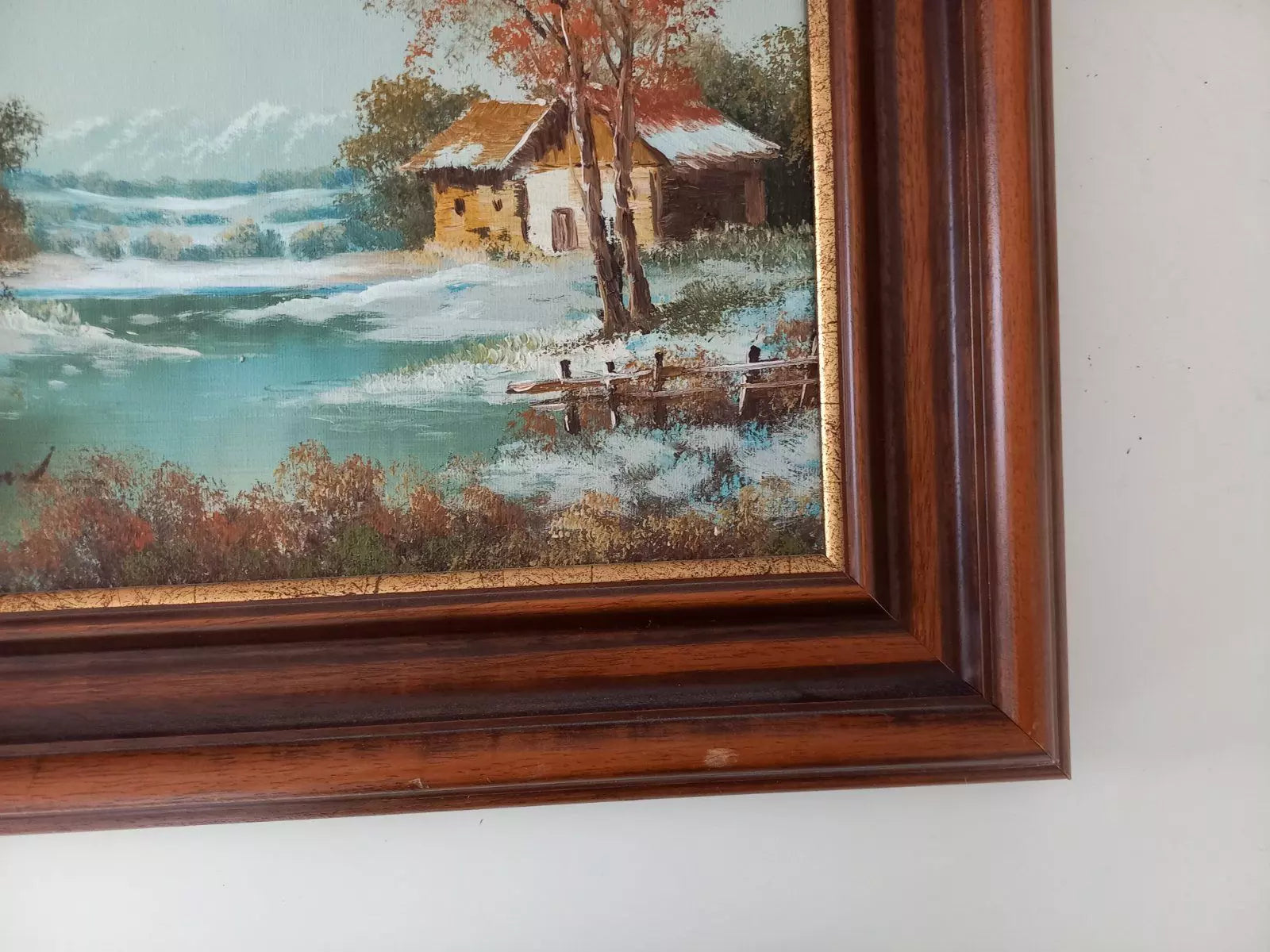 ORIGINAL Ölgemälde auf Leinwand inkl. Rahmen | Winter im Herbst / Landschaft / Natur | Signiert