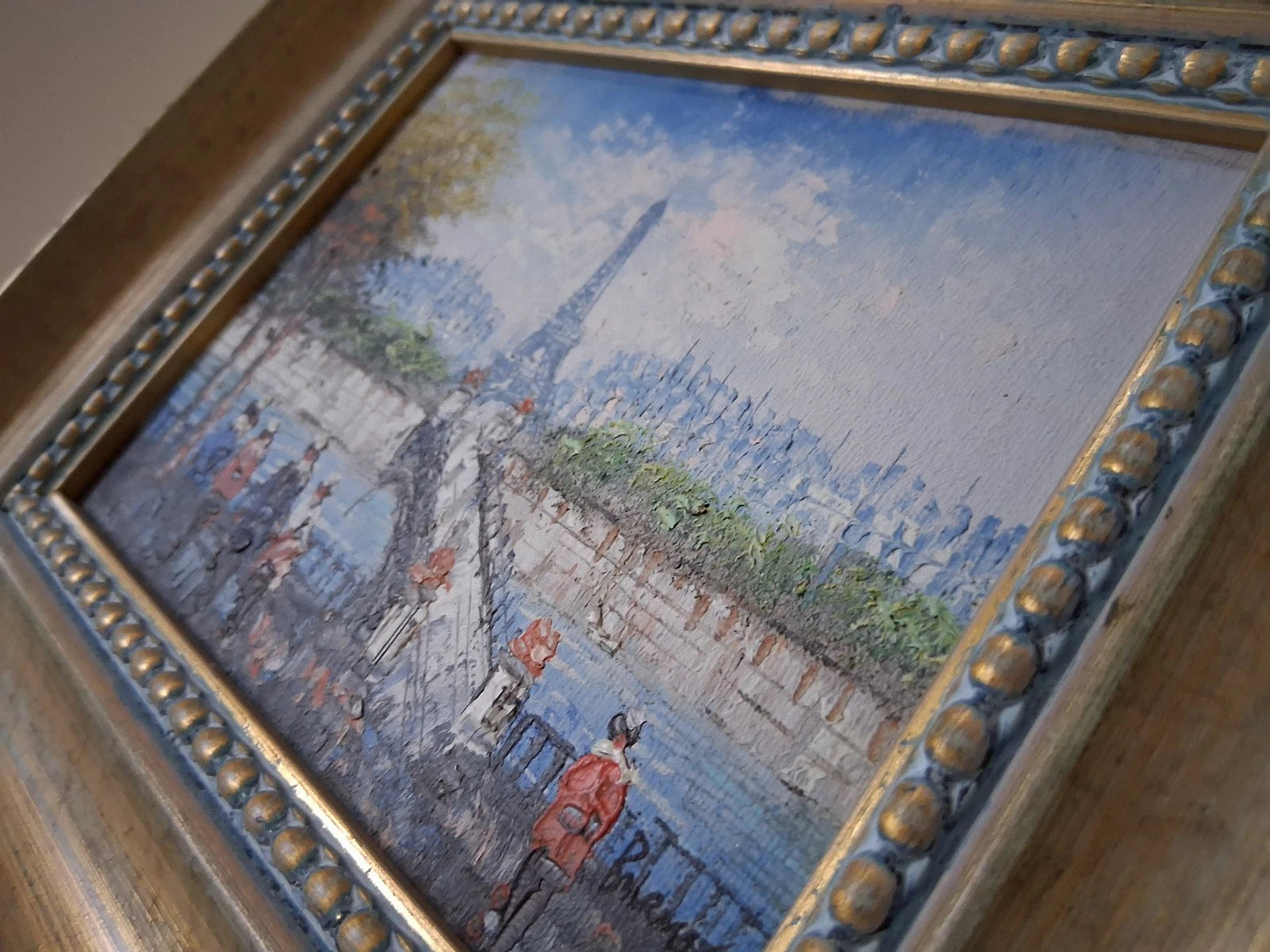 CAROLINE C. BURNETT | Stadtszene / Eiffelturm / Paris | ORIGINAL Ölgemälde auf Karton inkl. Rahmen