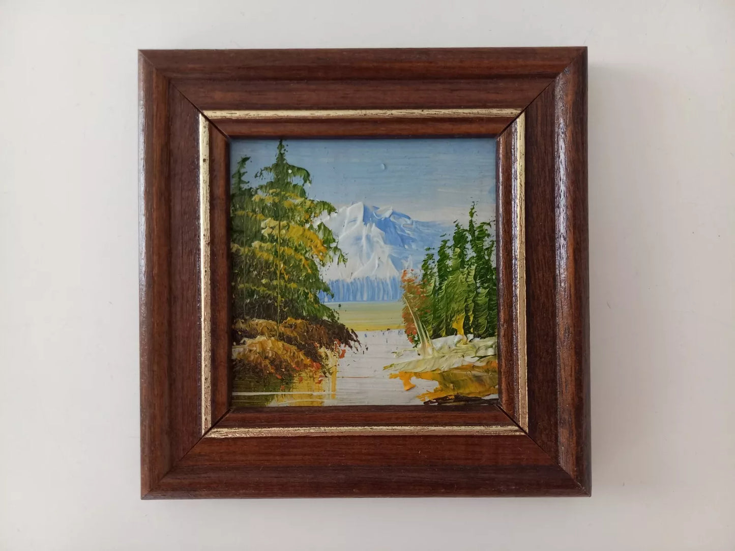 KLEINES ORIGINAL Ölgemälde auf Karton inkl. Holzrahmen | Landschaft / Natur | 11x11 cm