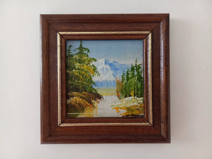 KLEINES ORIGINAL Ölgemälde auf Karton inkl. Holzrahmen | Landschaft / Natur | 11x11 cm