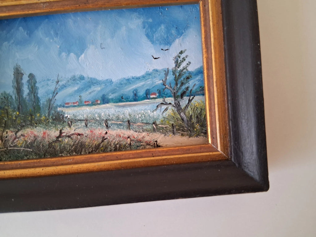 KLEINES ORIGINAL Ölgemälde auf Karton inkl. Rahmen | Landschaft / Natur | 11x7 cm | Signiert