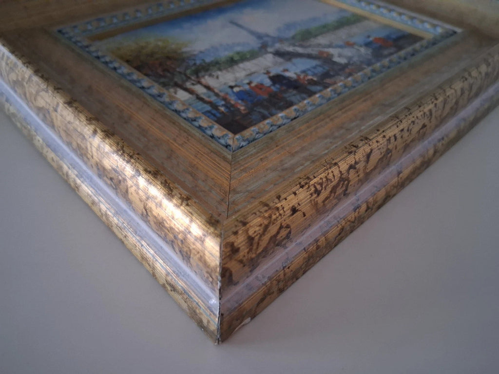 CAROLINE C. BURNETT | Stadtszene / Eiffelturm / Paris | ORIGINAL Ölgemälde auf Karton inkl. Rahmen