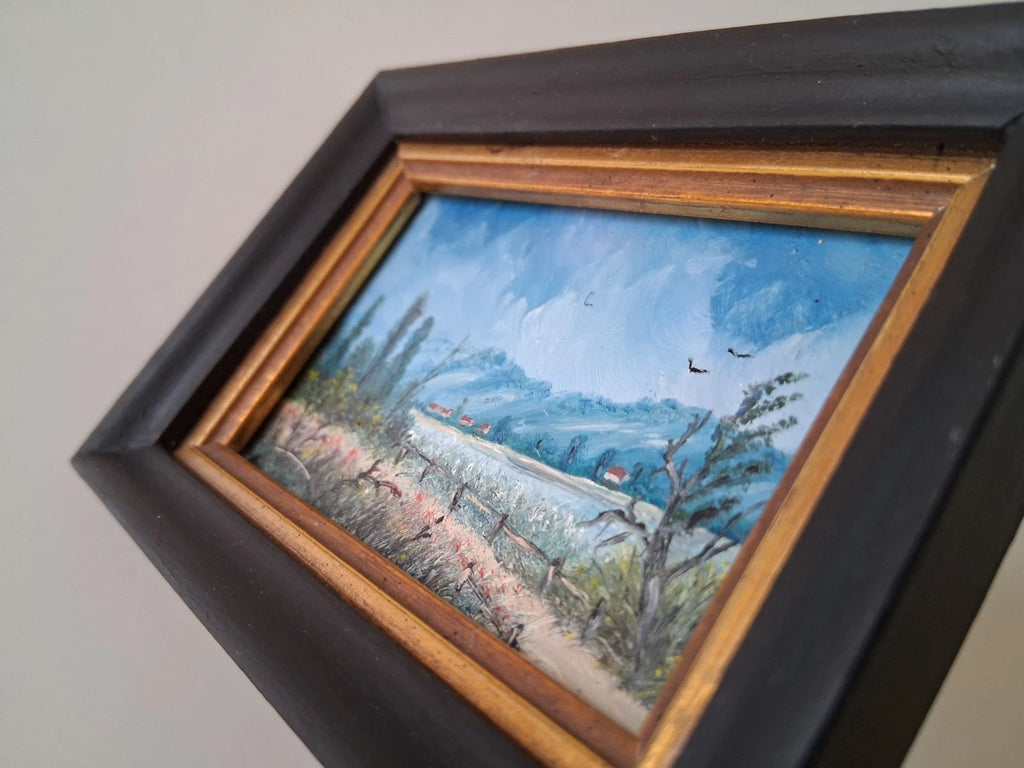 KLEINES ORIGINAL Ölgemälde auf Karton inkl. Rahmen | Landschaft / Natur | 11x7 cm | Signiert
