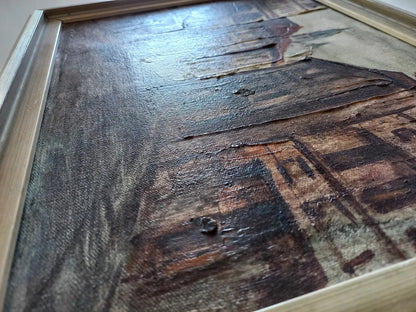 ORIGINAL Ölgemälde auf Leinwand inkl. Rahmen | Stadtansicht / Stadtszene mit Figuren | Signiert