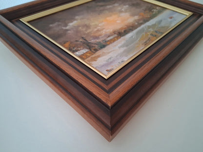 ORIGINAL Ölgemälde auf Leinwand inkl. Rahmen | Winterlandschaft / Windmühle | Signiert