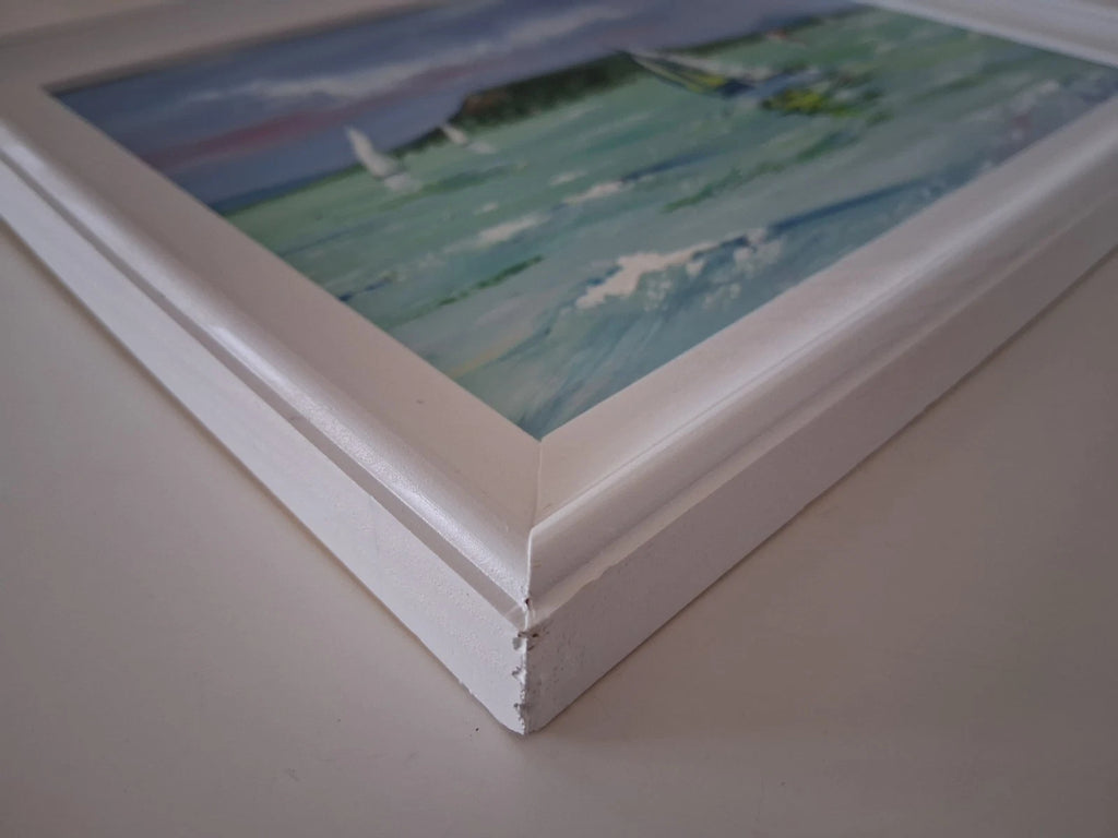 PAPP TÜNDE | Segelboote / Balaton / Ungarn | ORIGINAL Ölgemälde auf Karton inkl. Rahmen