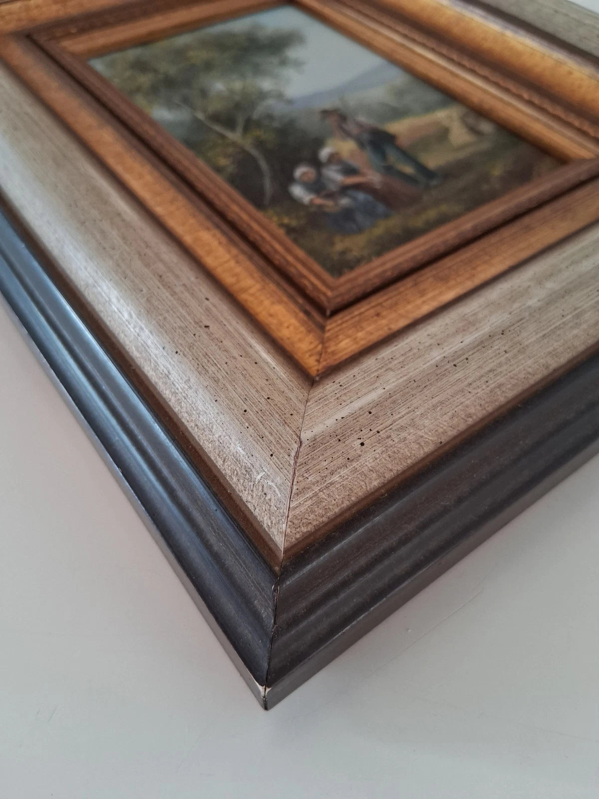 ORIGINAL Ölgemälde auf Holzplatte inkl. Rahmen | Landwirtschaft / Heuernte / Figuren | Signiert
