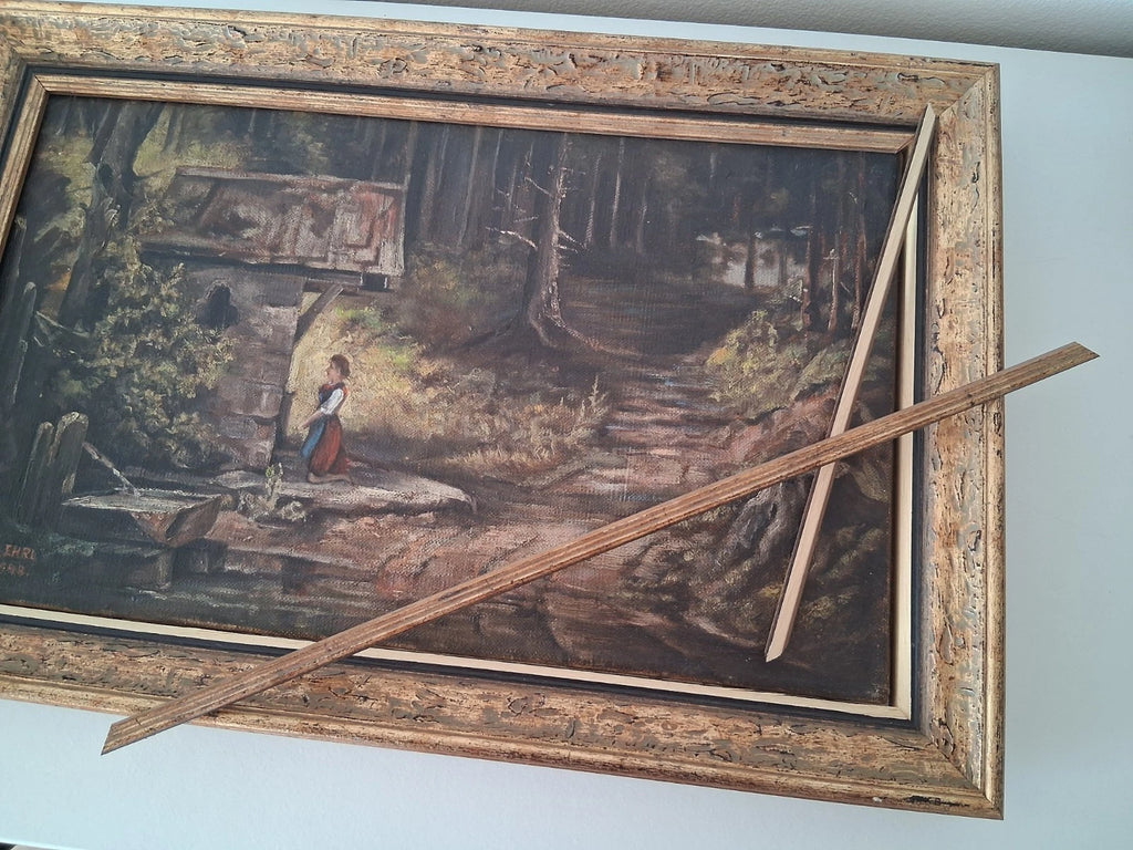 HANDGEMALTES Ölgemälde auf Leinwand nach Carl Spitzweg | Kapelle im Wald | W. EHRL (1948)