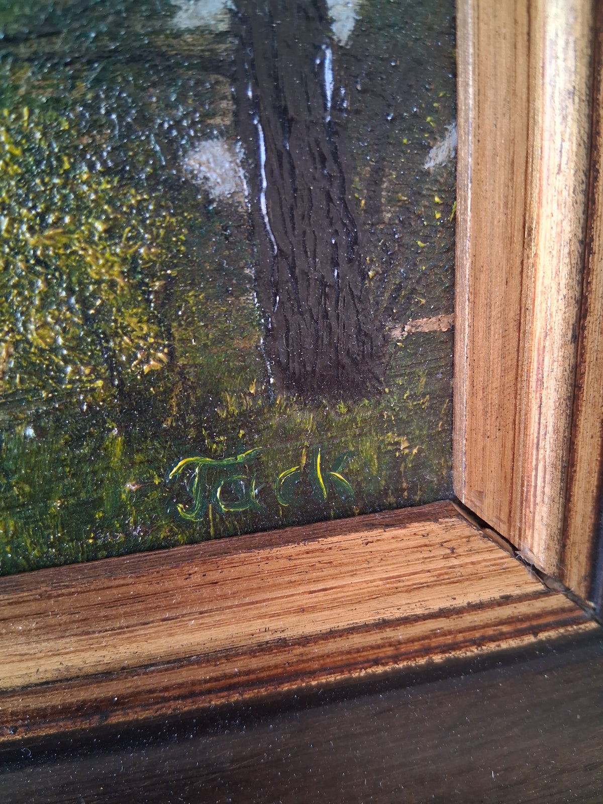 Altes Ölgemälde handgemalt mit Holzrahmen | Blick auf Feuchtwangen | ORIGINAL & Signiert