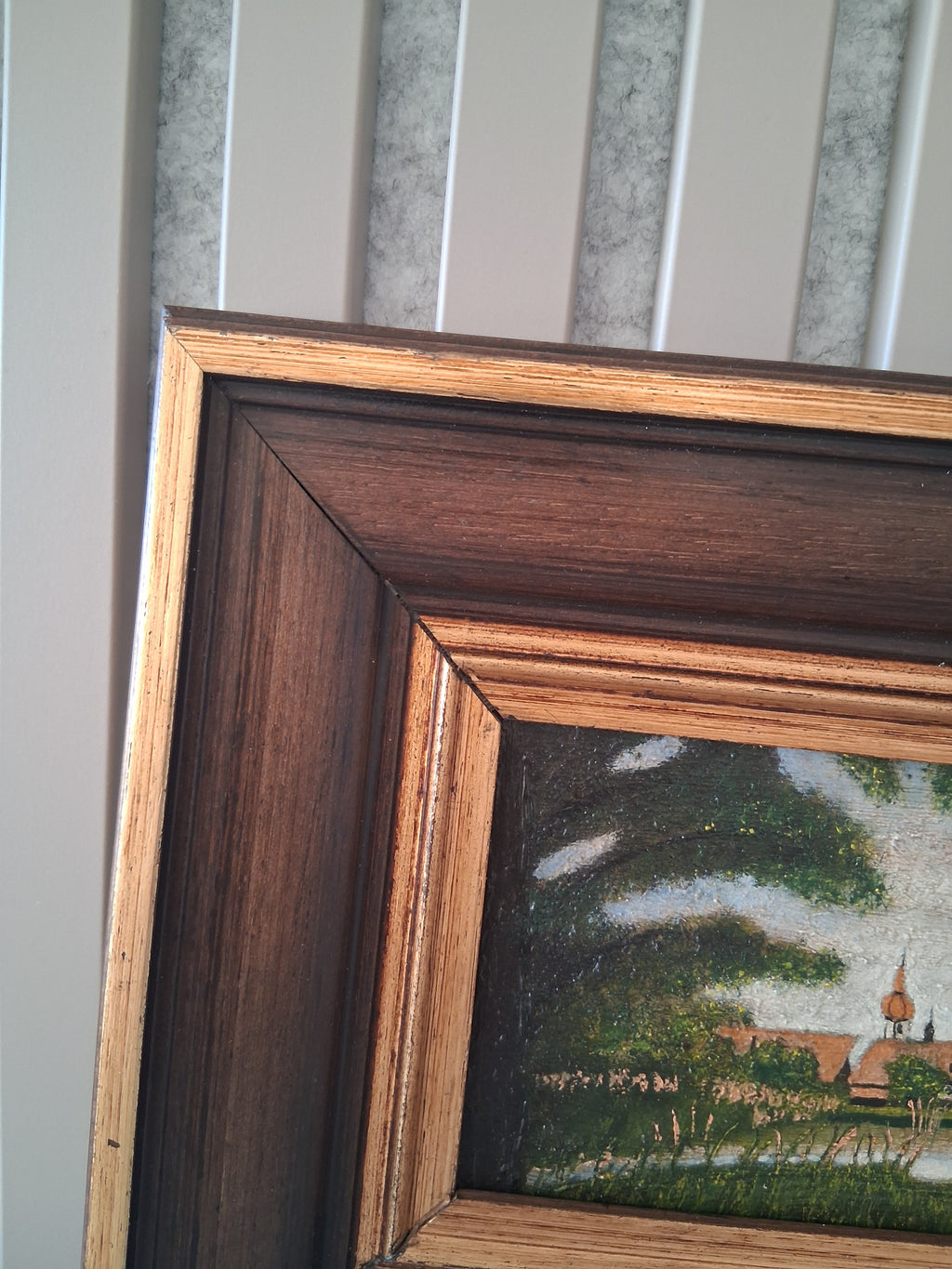 Altes Ölgemälde handgemalt mit Holzrahmen | Blick auf Feuchtwangen | ORIGINAL & Signiert