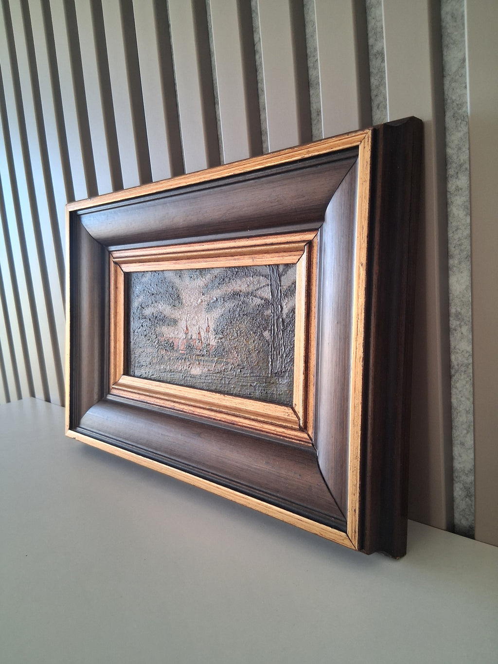 Altes Ölgemälde handgemalt mit Holzrahmen | Blick auf Feuchtwangen | ORIGINAL & Signiert