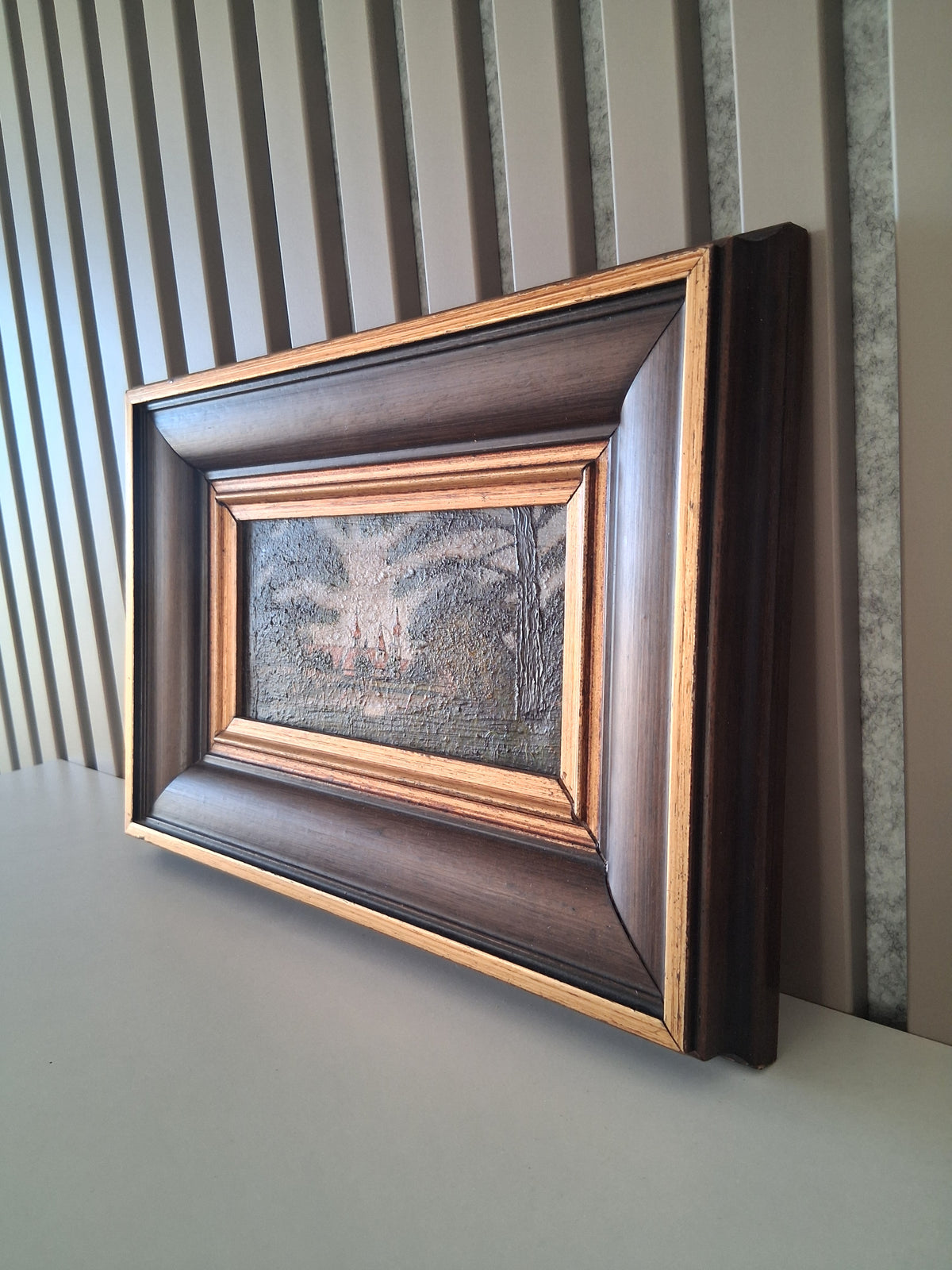 Altes Ölgemälde handgemalt mit Holzrahmen | Blick auf Feuchtwangen | ORIGINAL & Signiert