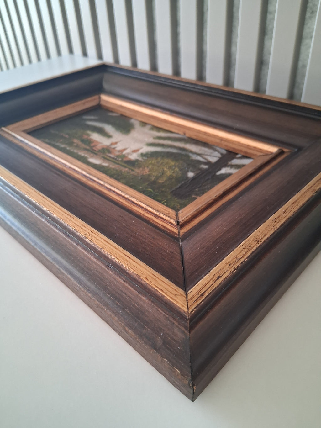 Altes Ölgemälde handgemalt mit Holzrahmen | Blick auf Feuchtwangen | ORIGINAL & Signiert