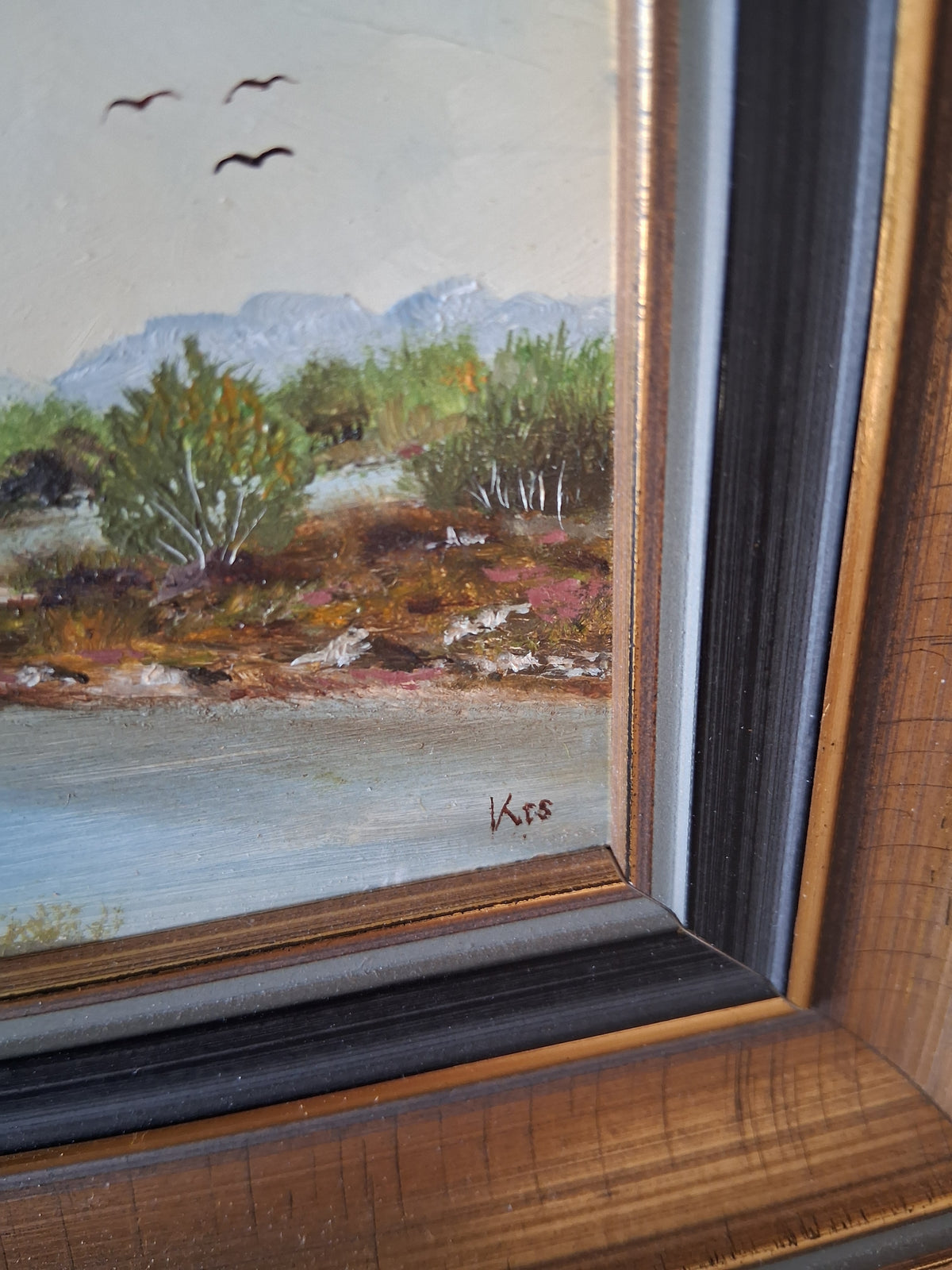 Altes Ölgemälde handgemalt mit Holzrahmen | Im Freisinger Moor | 24x17 cm | ORIGINAL & Signiert