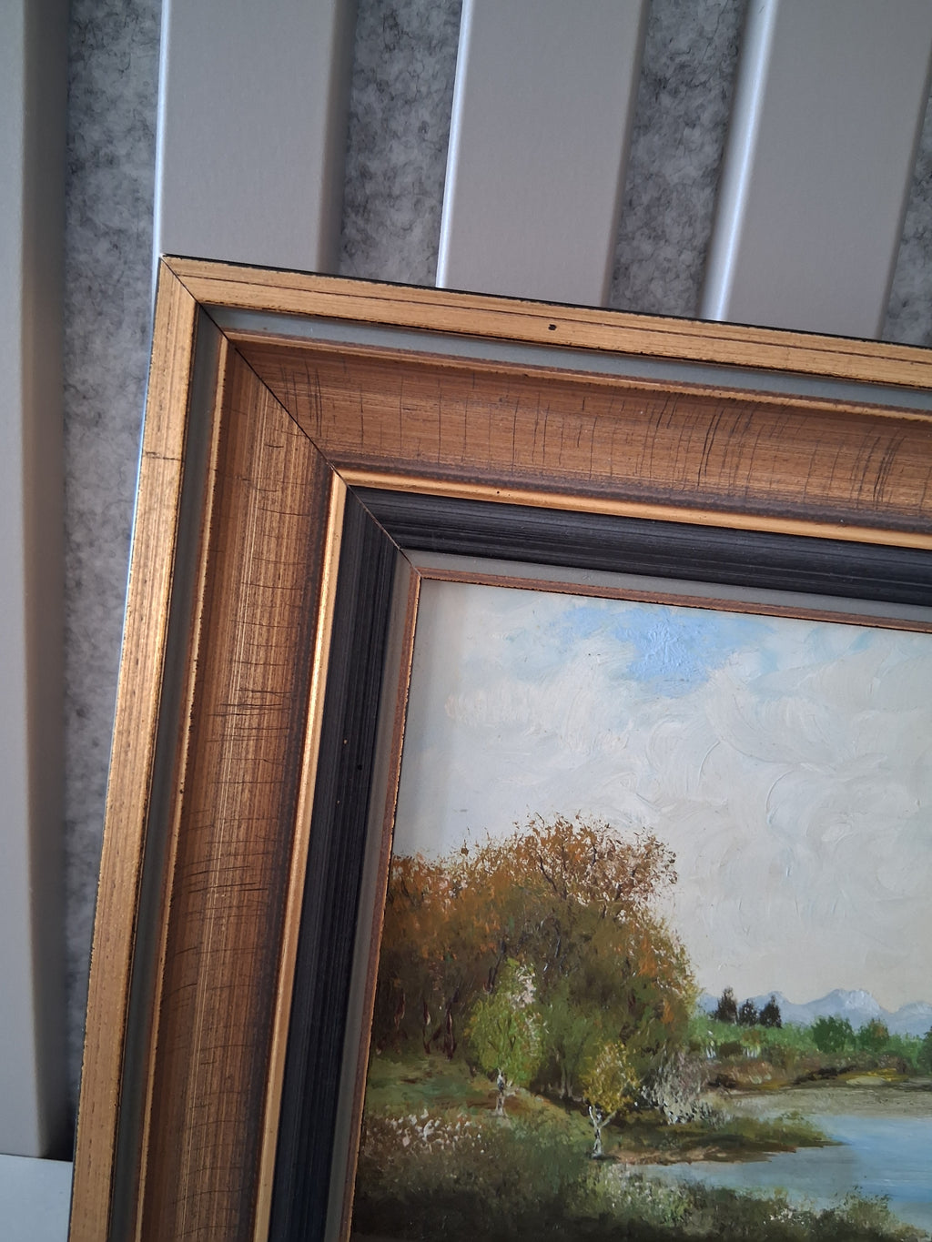 Altes Ölgemälde handgemalt mit Holzrahmen | Im Freisinger Moor | 24x17 cm | ORIGINAL & Signiert