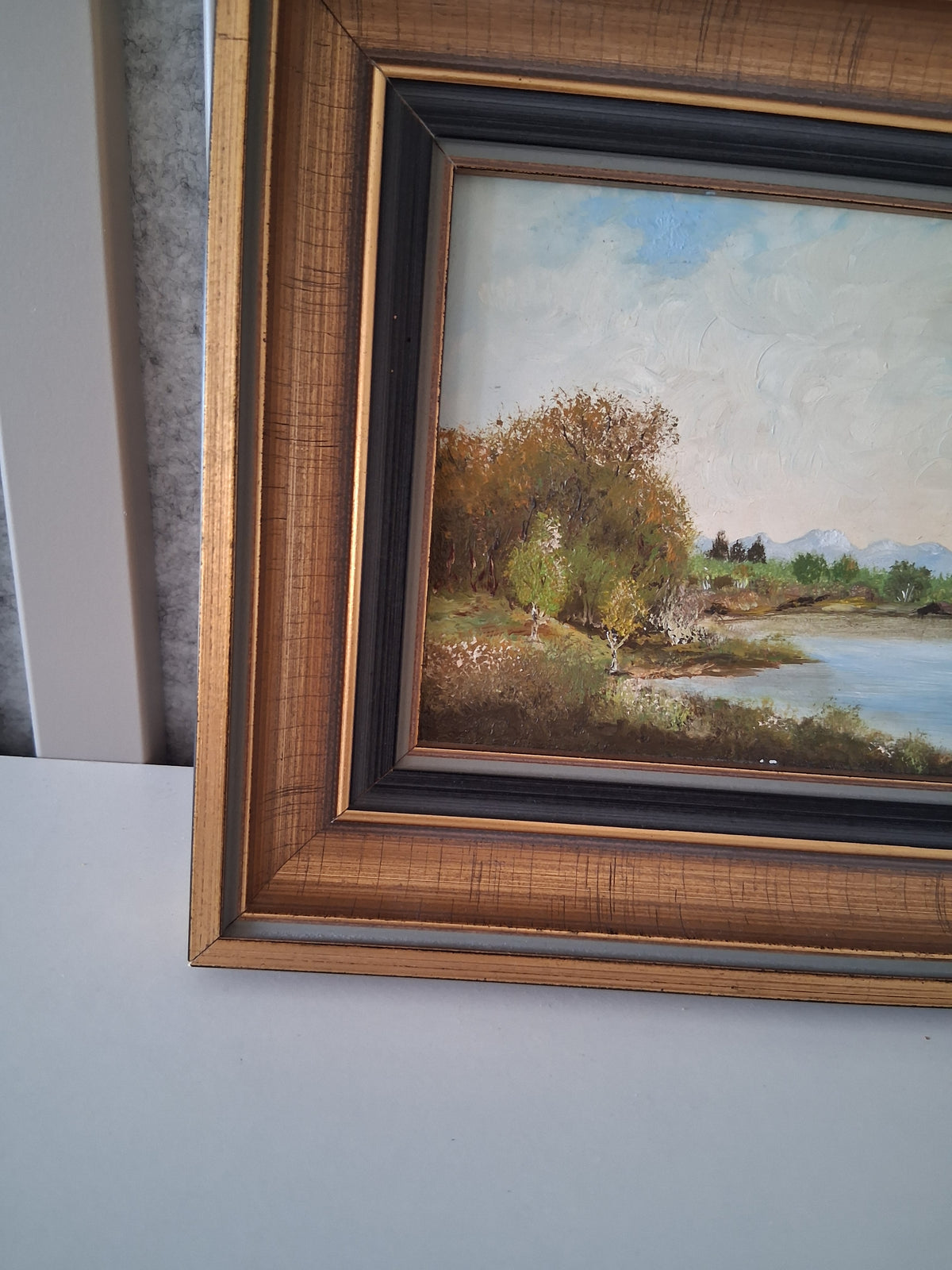 Altes Ölgemälde handgemalt mit Holzrahmen | Im Freisinger Moor | 24x17 cm | ORIGINAL & Signiert