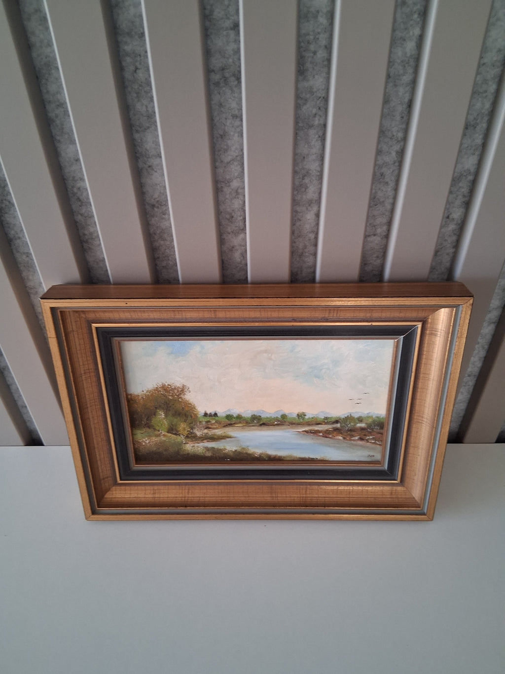 Altes Ölgemälde handgemalt mit Holzrahmen | Im Freisinger Moor | 24x17 cm | ORIGINAL & Signiert