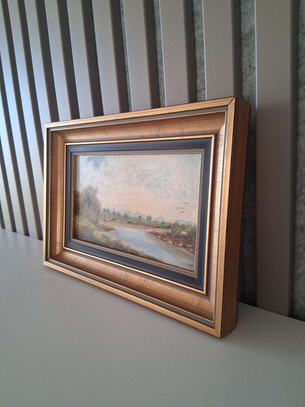 Altes Ölgemälde handgemalt mit Holzrahmen | Im Freisinger Moor | 24x17 cm | ORIGINAL & Signiert