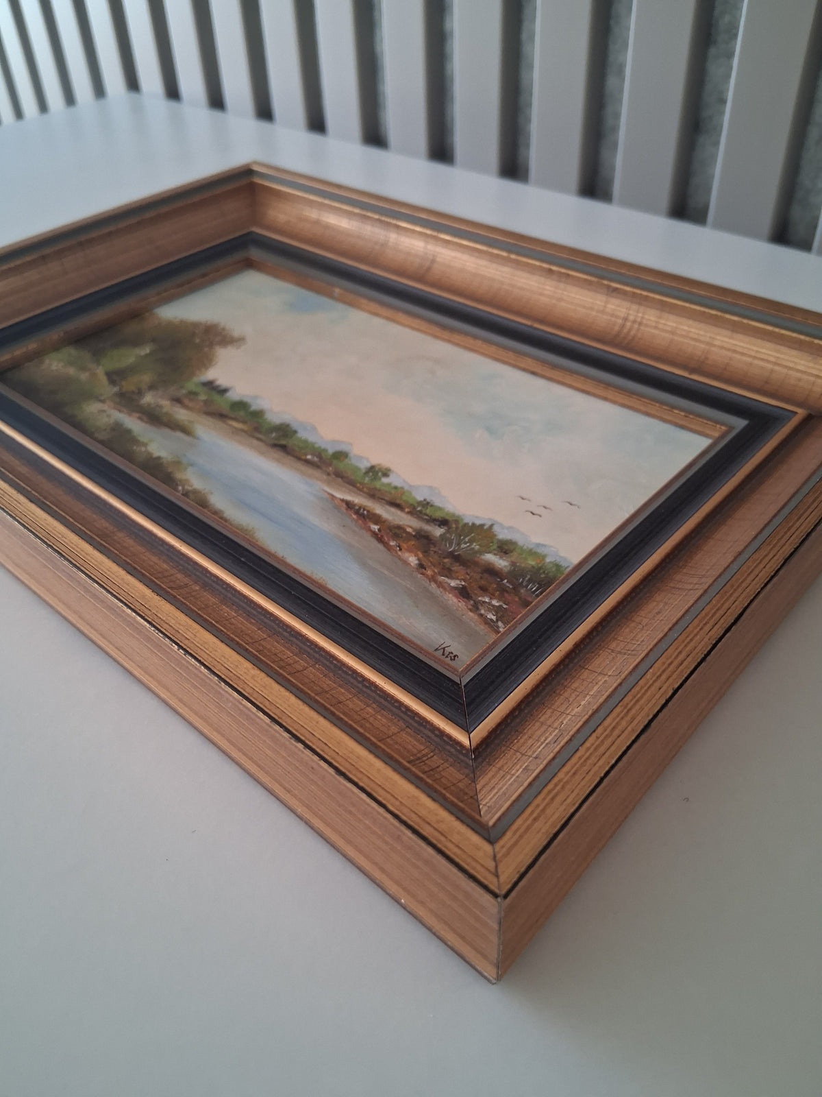 Altes Ölgemälde handgemalt mit Holzrahmen | Im Freisinger Moor | 24x17 cm | ORIGINAL & Signiert